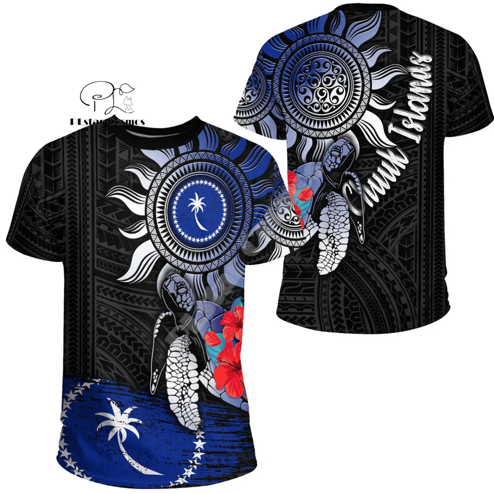 

Chuuk Micronesian Island Country Flag Tattoo Culture Tribe Retro 3DPrint Summer Casual Funny Harajuku Short Sleeves T-Shirts A4