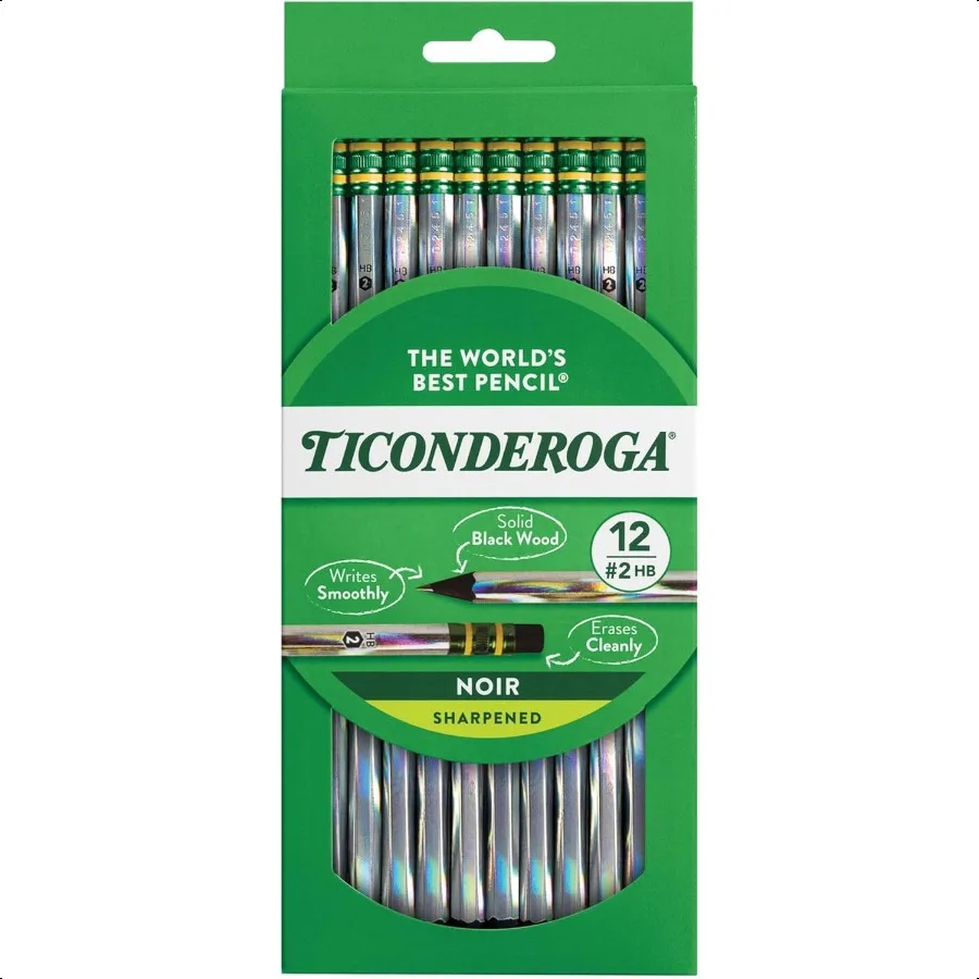 

Ticonderoga Noir Black WoodCased 2 Pencils Holographic Design 12 Count