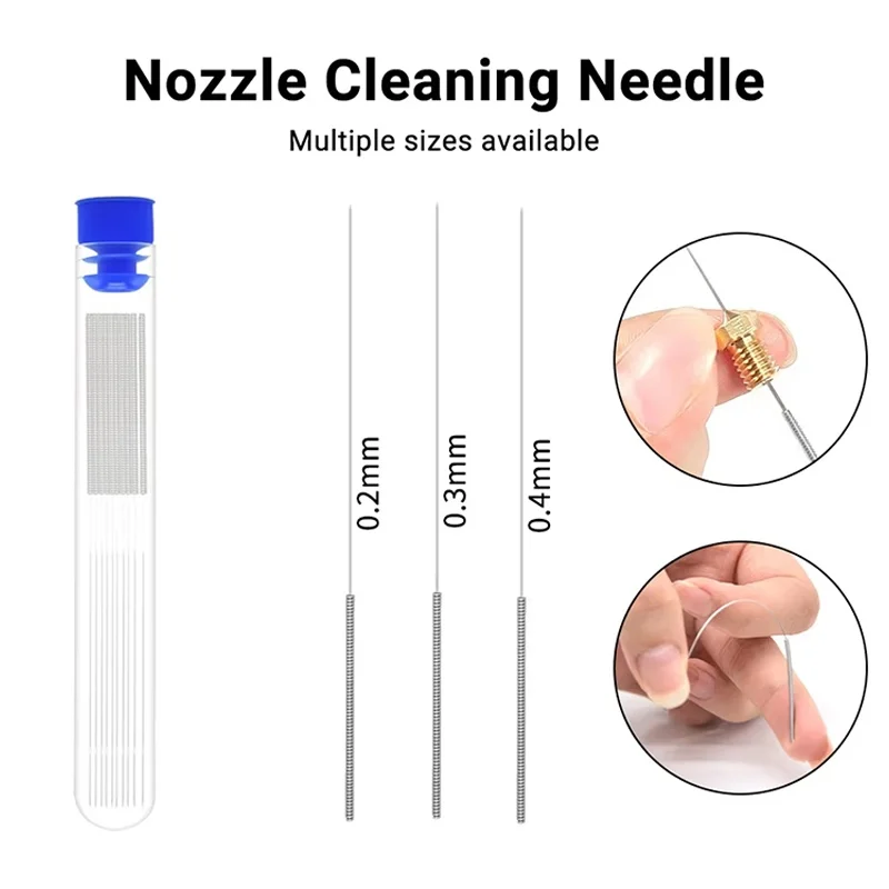 10 Pcs 3D Printer Nozzle Cleaning Kit 0.2/0.3/0.4/0.5/0.6/0.8/1.0mm Stainless Steel Nozzle Cleaning Needles 3D Printer Cleaning