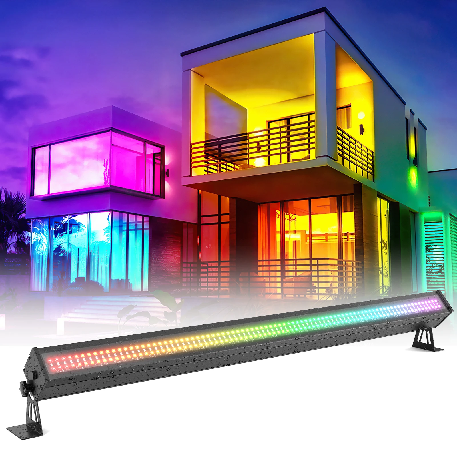 

U'King 100W RGB LED Wall Washer Light Waterproof 336LEDs Stage Effect Lighting Projector DMX512 for Nightclub Wedding Party Club