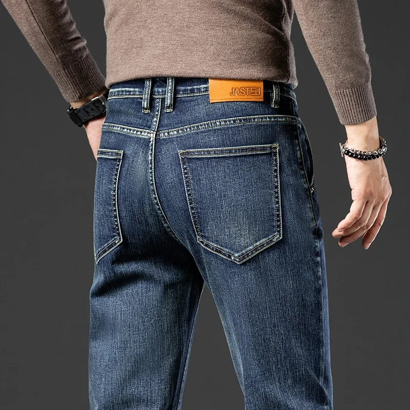 2025 New Spring Autumn Korean Fashion Straight Men's Jeans Nostalgic Blue Pants Straight Denim Trousers Male Brand Clothing