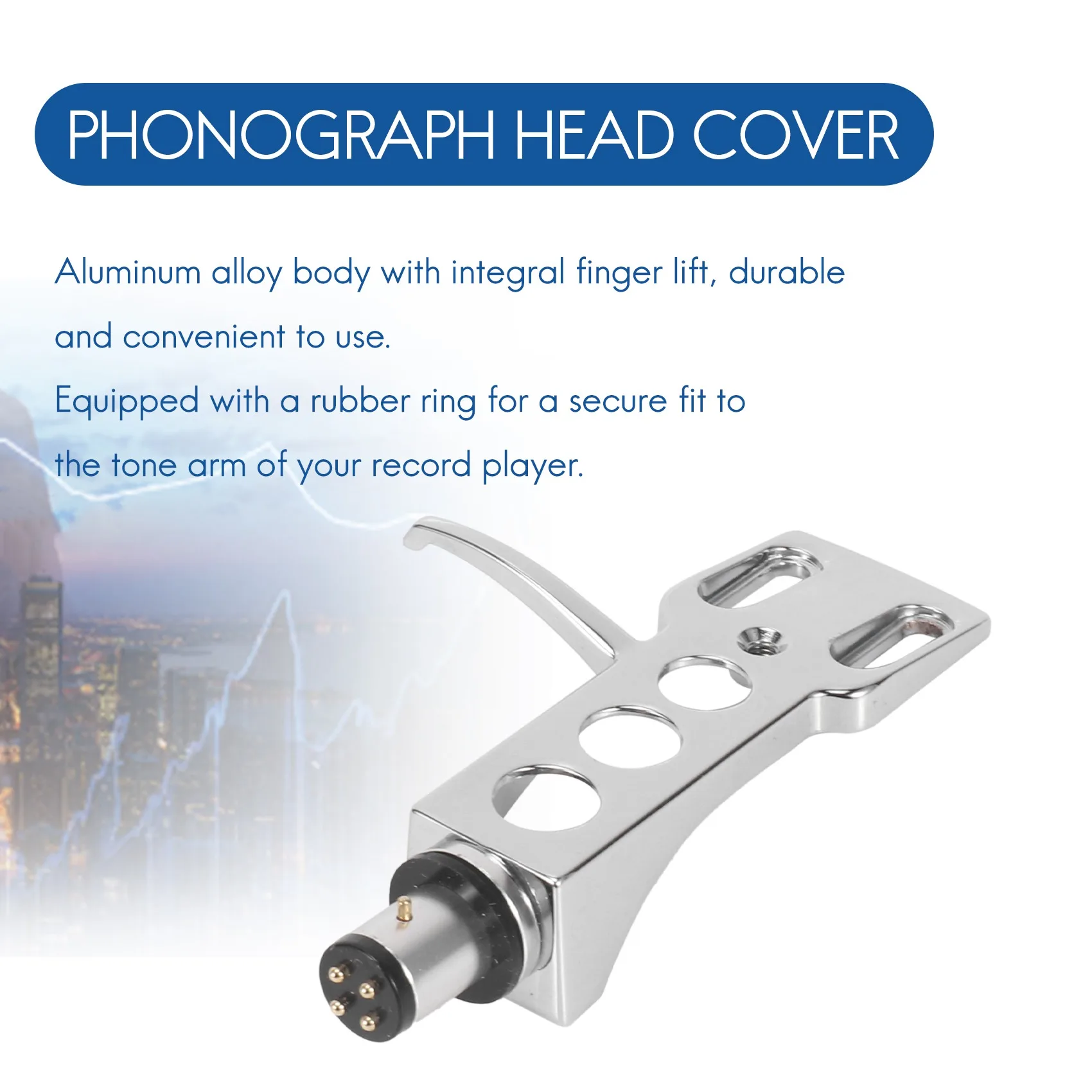 Universal LP Disc Plattenspieler Phono Plattenspieler Headshell 4-Pin Aluminiumlegierung mit OFC Ableitungsdrähten für Direct-Drive Plattenspieler