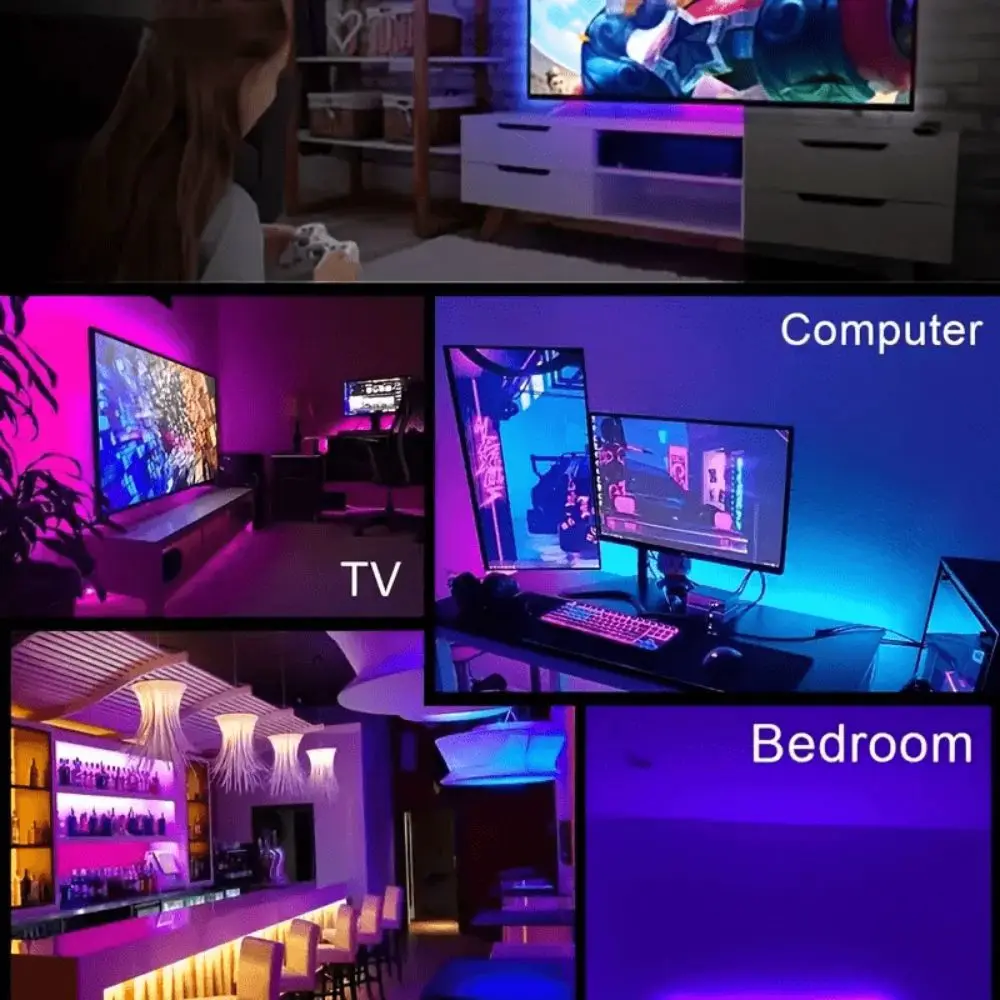 USB Powered RGB Light Strip 3 Key Control Static Modes LED Light Strip Dynamic Modes Color Light TV Background Light