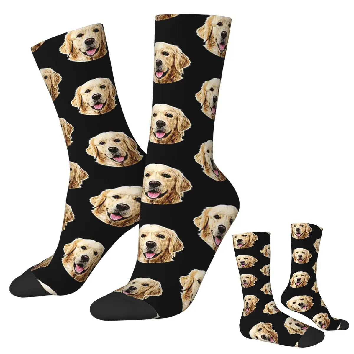 재미 있은 골든 리트리버 얼굴 초상화 양말 하라주쿠 슈퍼 소프트 스타킹 올 시즌 롱 양말 액세서리 생일 선물