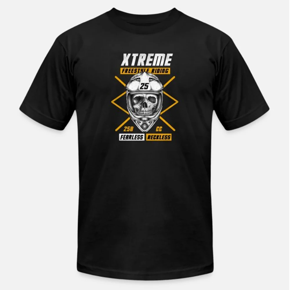 Freestyle Riding Bike Motorcycle Skull Rider Racer T-Shirt 100% Cotton O-Neck Short Sleeve Summer Casual Mens T-shirt Size S-3XL
