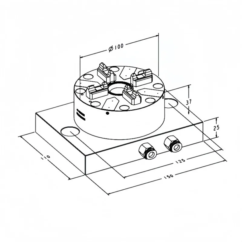 EROWA ITS D100 Pneumatic Chuck With Plate 0.002mm Accuracy for CNC Milling Turning Machine 3 Axis Accessories 3A-100902