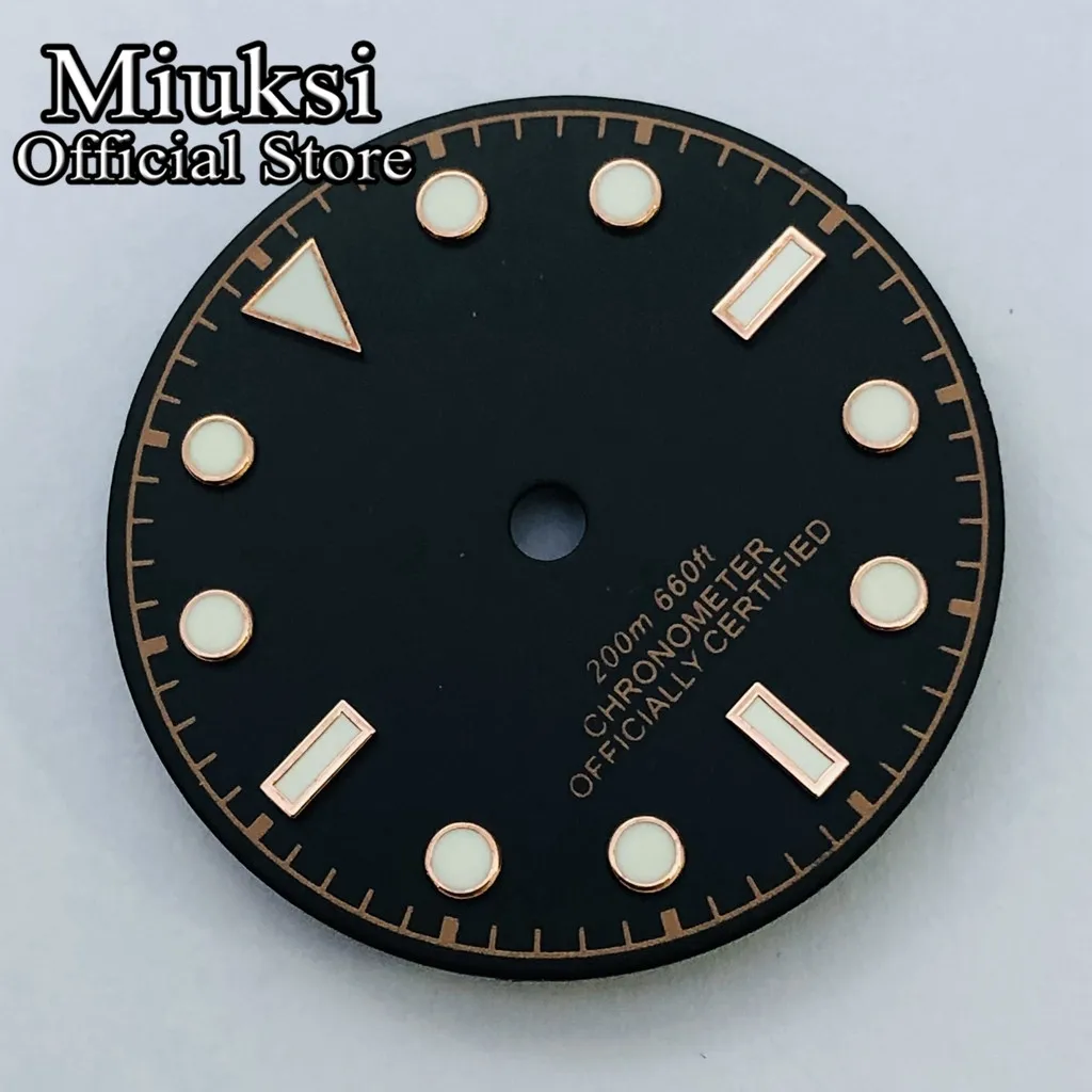 Miuksi 29mm black blue white watch dial luminous fit NH35 NH36 ETA2824 2836 Mingzhu DG2813 3804 Miyota8205 8215 PT5000 movement