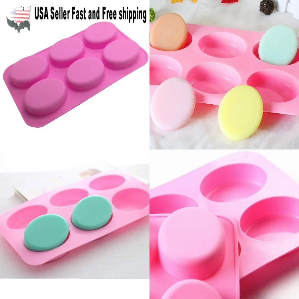 

6 cavity DIY oval silicone soap mold for handmade soap making craft baking chocolate candy drop shipping free shipping available