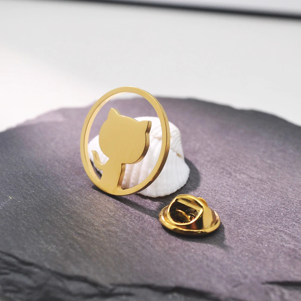 

Stainless Steel French Kitten Metal Brooch, a Fashionable Aaily Accessory With a Niche and Clean Design