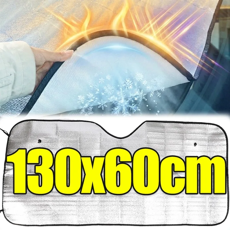 

130x60cm Car Windshield Sunshade Double Sided Aluminum Foil Heat Insulation Curtain UV Protection Window Cover Foldable Visor