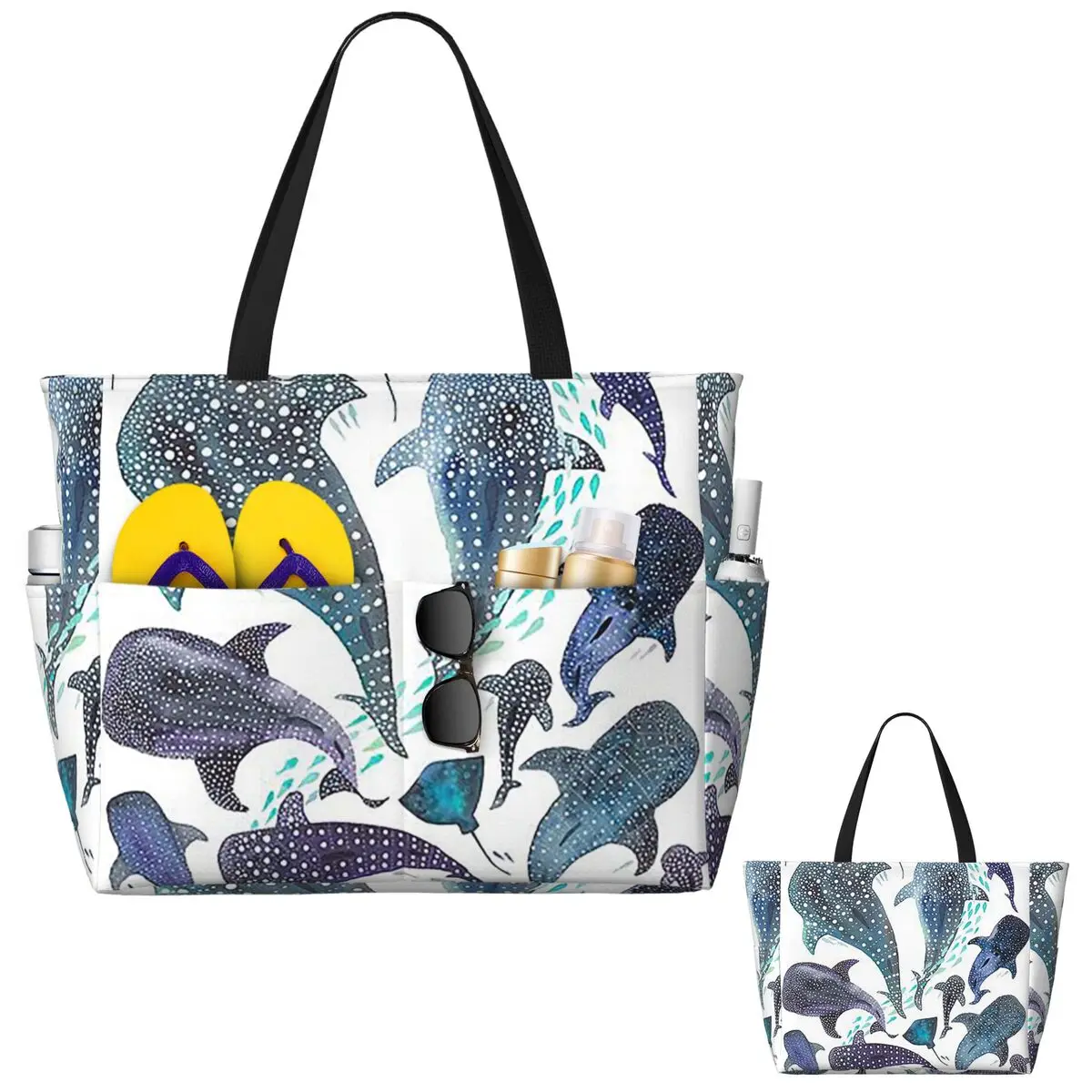 

Кит Акула, Рэй и Морские существа Игровая пляжная сумка Спортивная сумка для тренажерного зала Йога Duffle Большая большая сумка Женская дорожная сумка Сумка для фитнеса