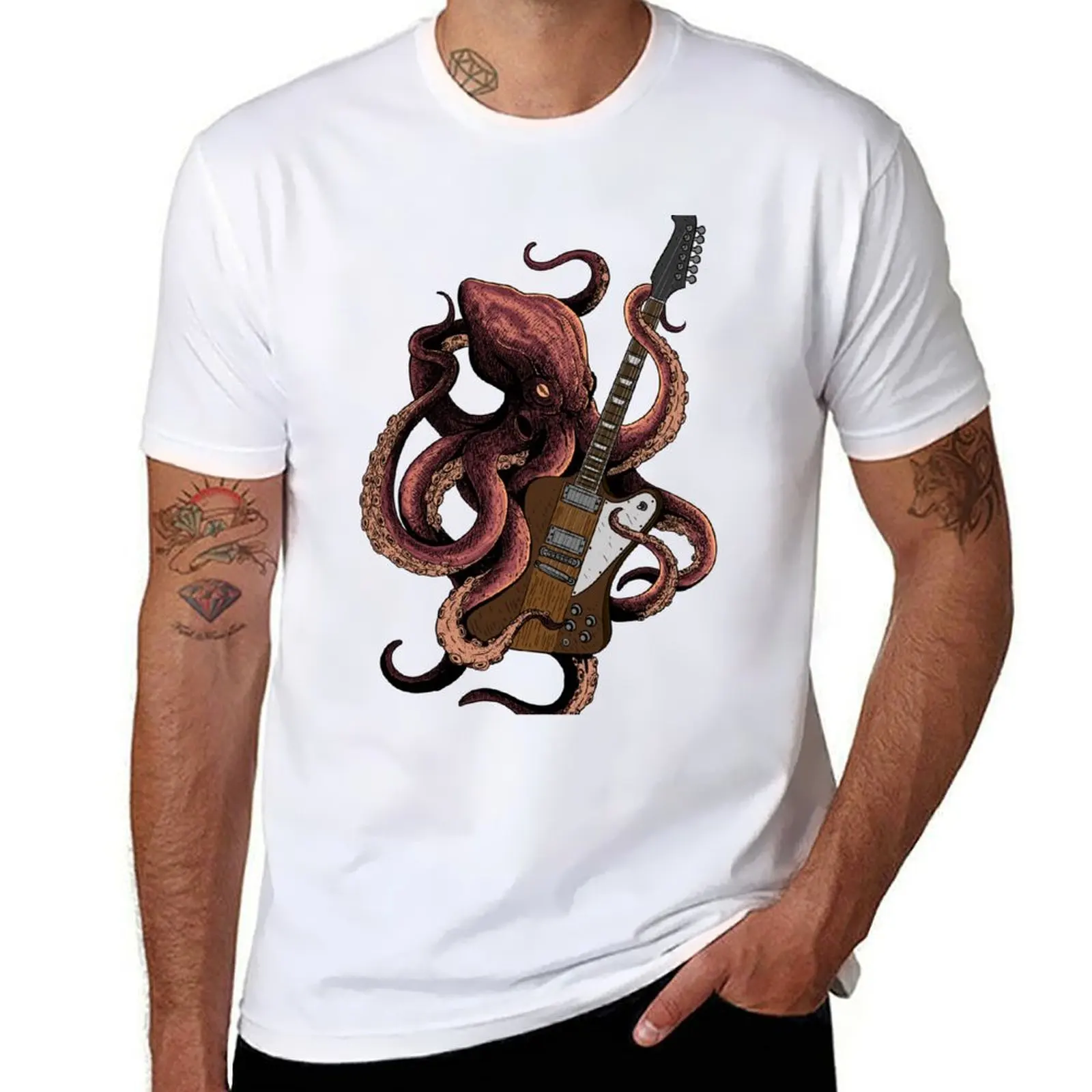 

Octopus playing Guitar T-Shirt man t shirts for men casual man t shirt luxury T-Shirt