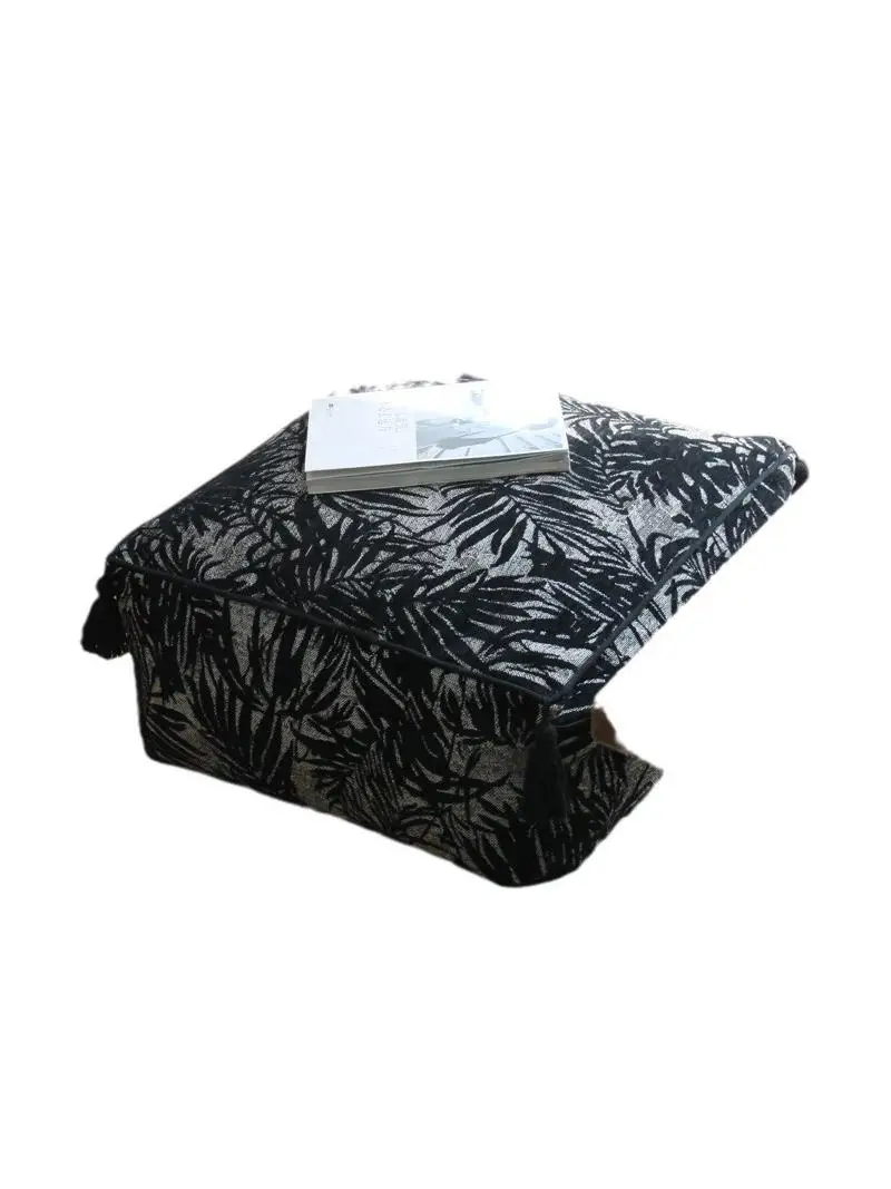 Trendy Chinese Style Low Stool Pad Detachable Washable Bean Bag Particle Foam Cushion Lazy  Mat Removable Cover Home Decor - view 4
