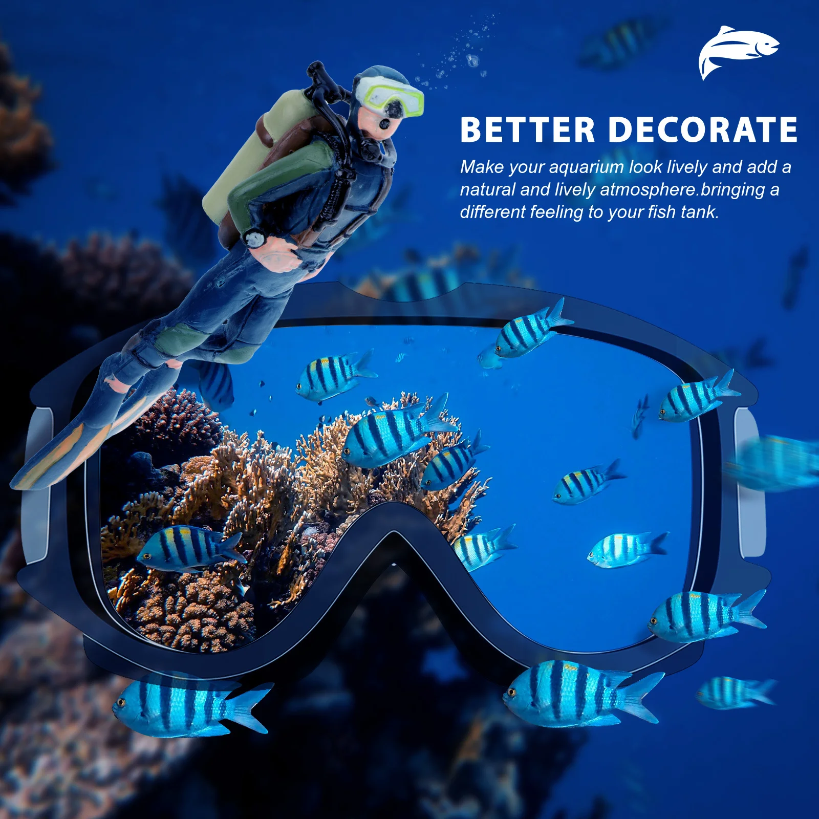 

Resin Fish Tank Diver Ornament Resistance Simulation Aquarium Decor Small Compact Natural Lively Atmosphere
