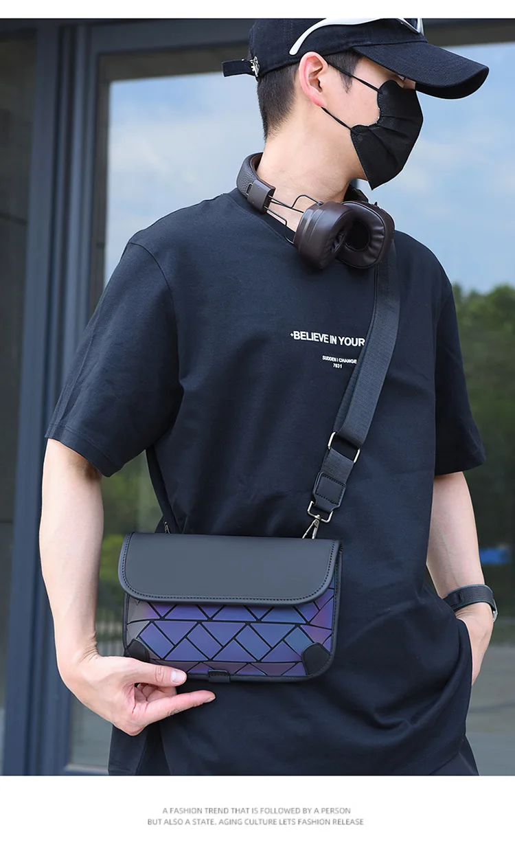 

‌ 2025 Новая мужская сумка через плечо с ромбовидным узором, легкая сумка через плечо, большая вместимость и стильная для поездок на работу, универсальная и модная