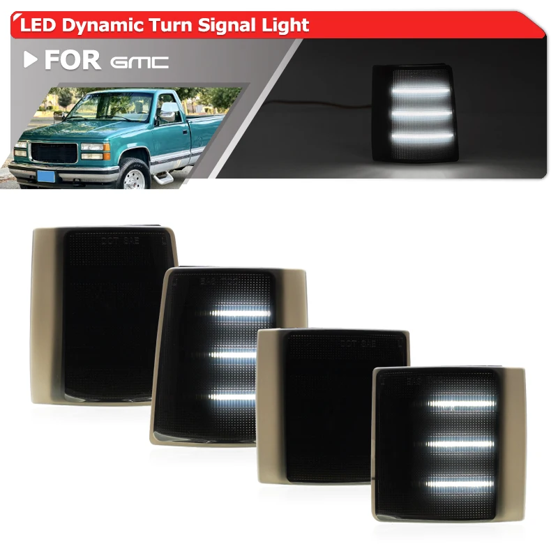 

Smoked LED Corner Side Marker Light For GMC C/K 1500 2500 3500 Suburban Yukon 1994-1999 Dynamic White Parking Corner Turn Signal