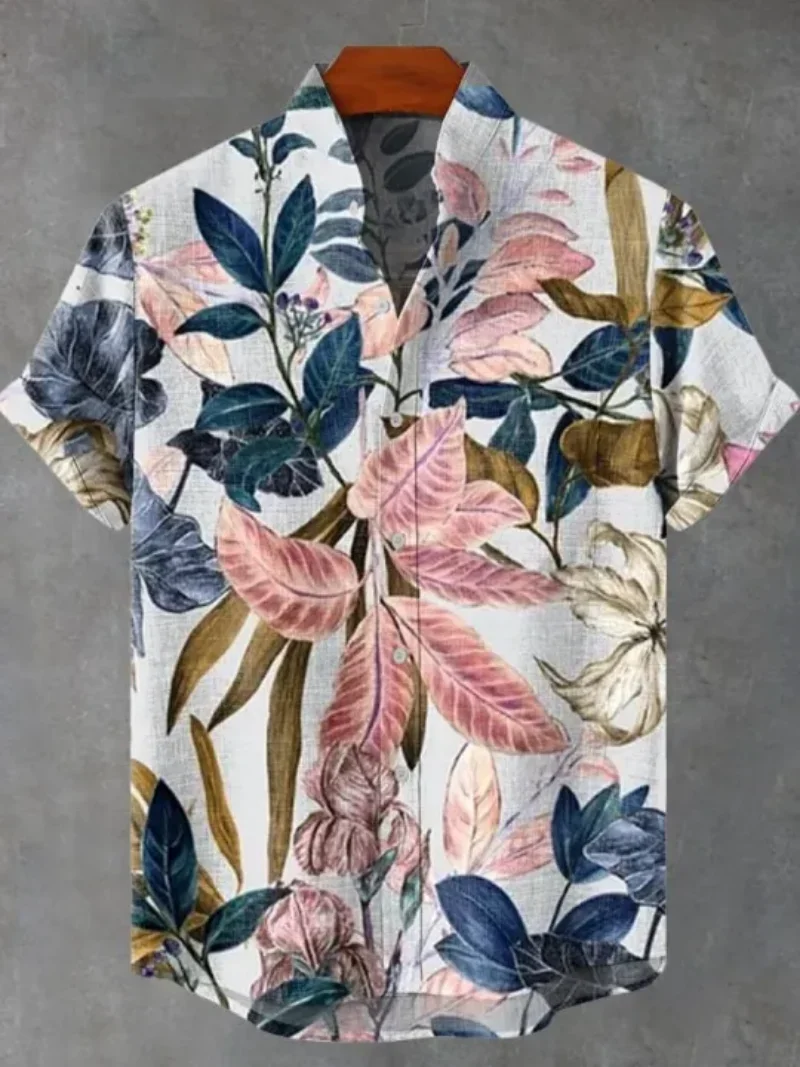 

Мужская рубашка с лацканами в стиле ретро с этническим узором и принтом, модная повседневная льняная рубашка с короткими рукавами