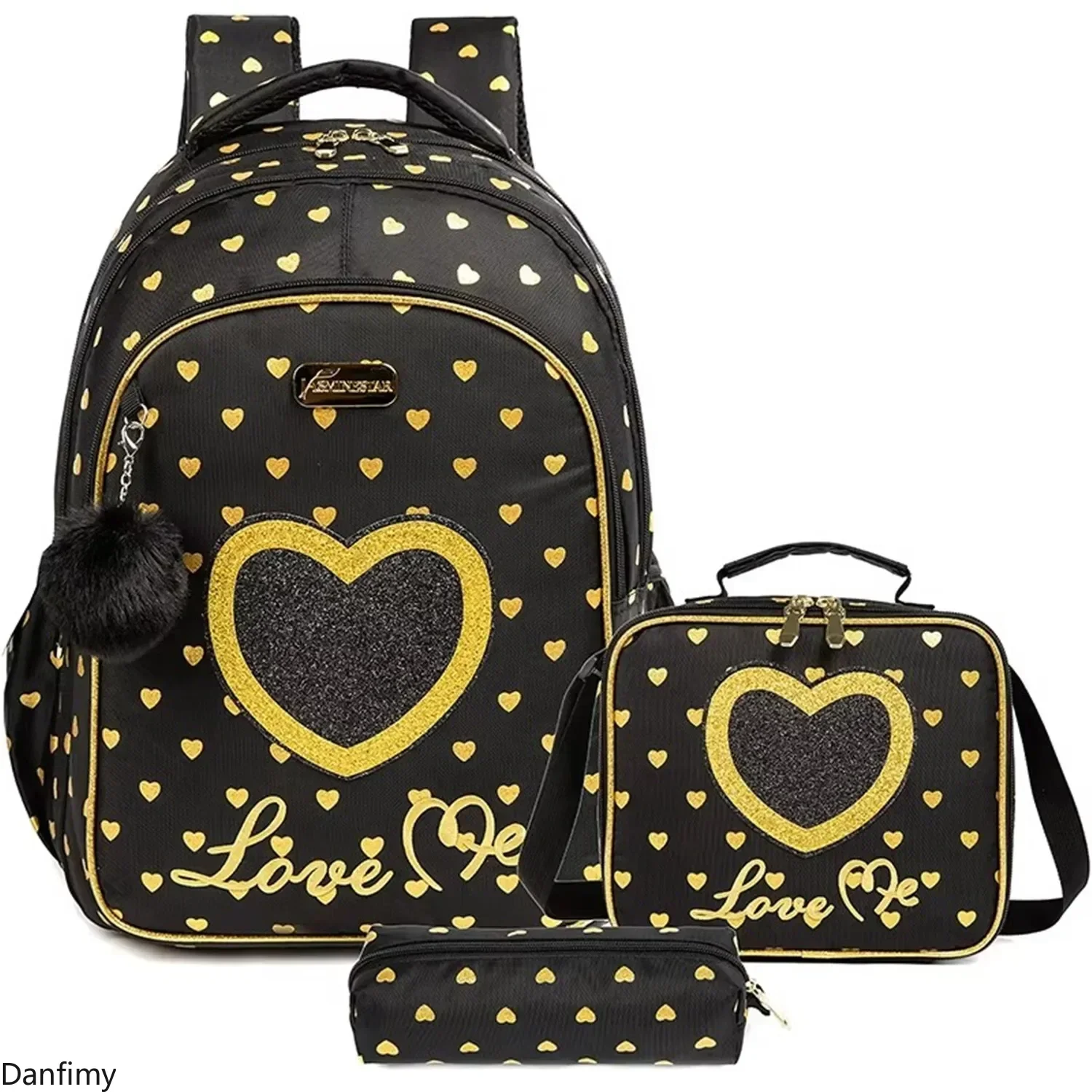 

Childrens School Backpack Primary Schoolbag for Girls Waterproof Book Bags Kids Backpack Set with Lunch Bag and Pencil Case