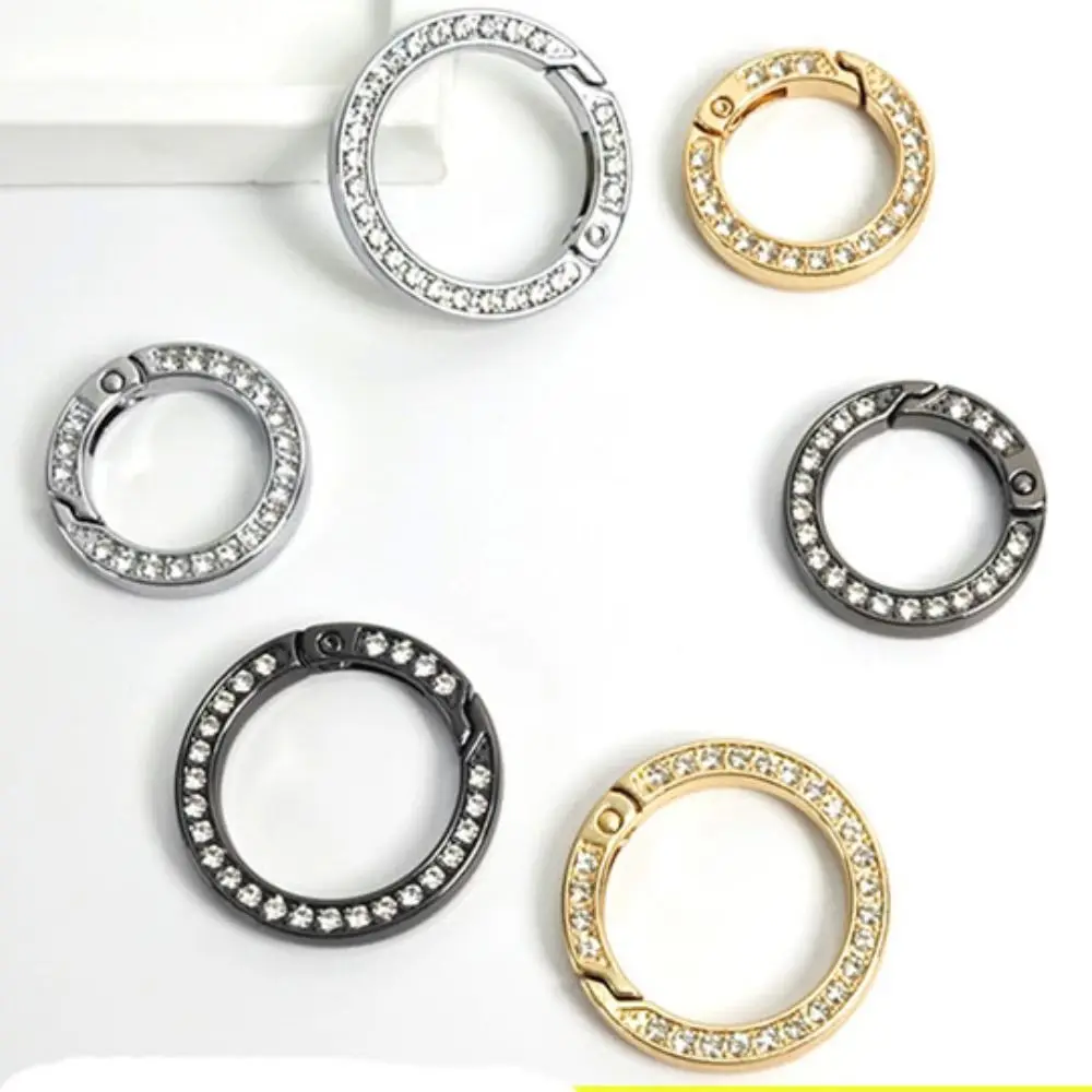 

High Quality Black old silver Spring O-Ring Buckles 18.8mm Round Carabiner Snap Clasp Clip Purses Handbags Buckles
