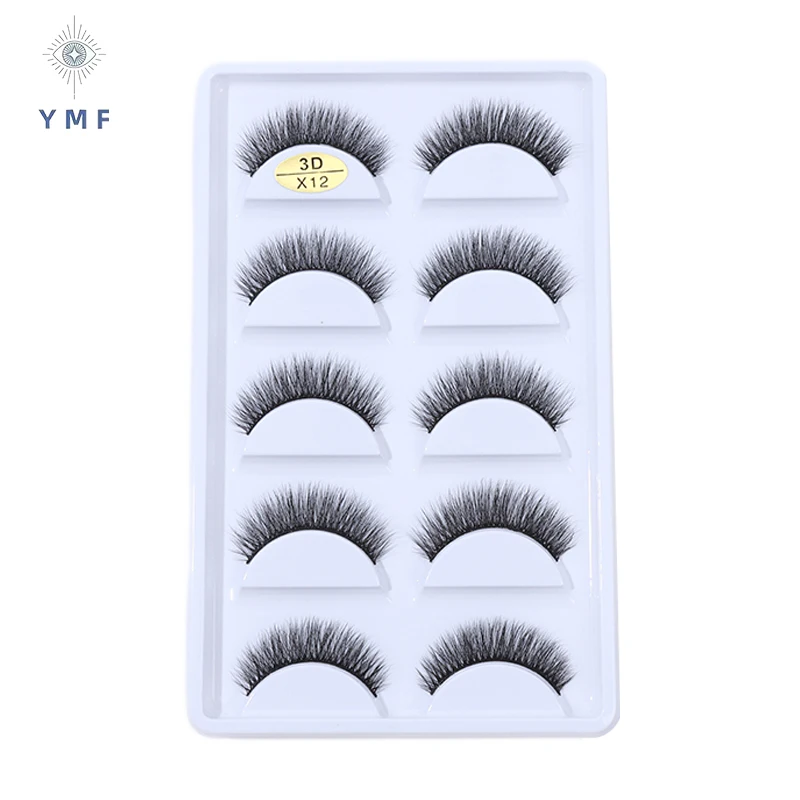 5 Paar 3d Faux Wimpers Volume Pluizige Valse Wimper Extensie Natuurlijke Lange Handgemaakte Make-Up