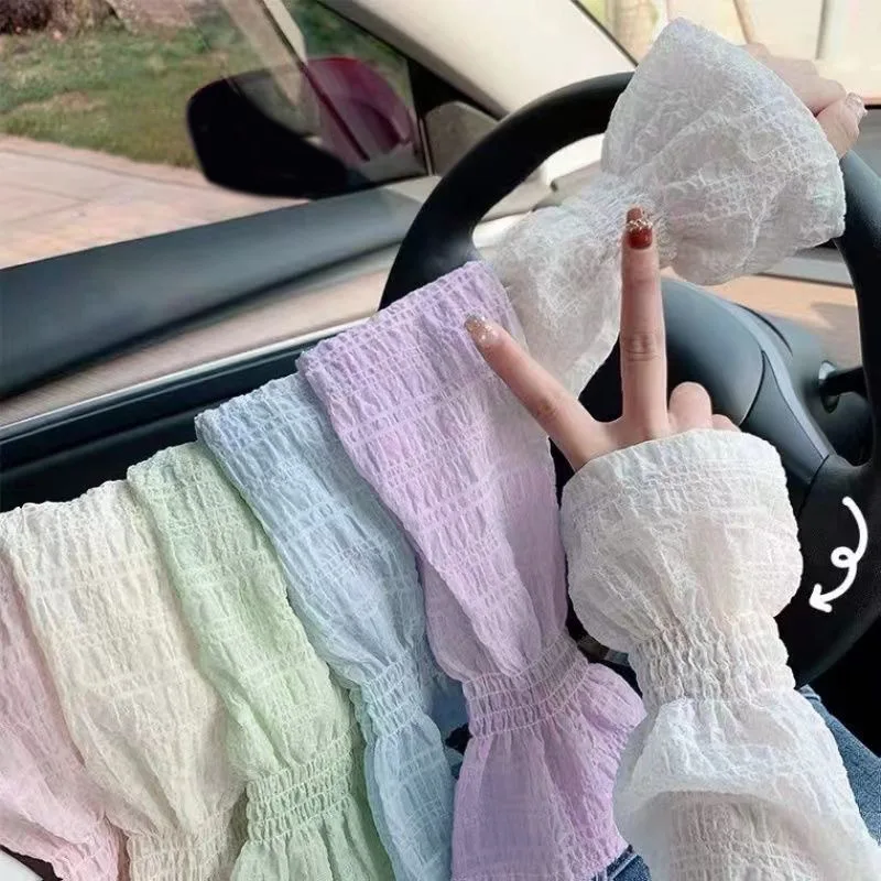 Guantes largos sin dedos de verano para mujer, mangas de protección solar, guantes de malla de encaje, manga para brazo de conducción, protector solar, mitones transpirables UV