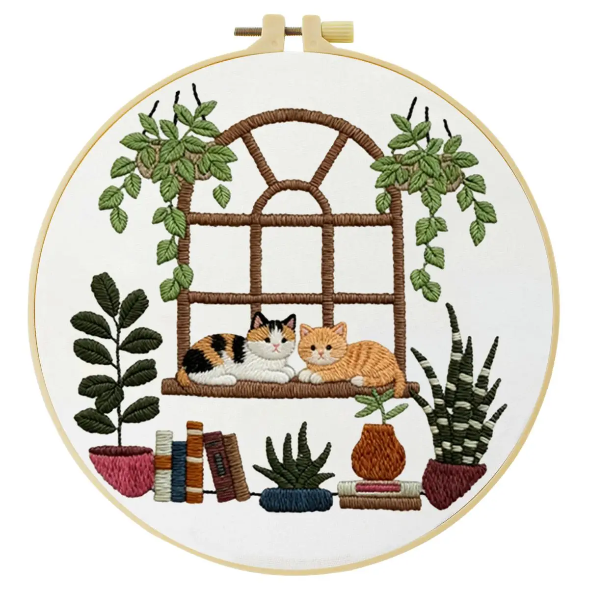 1 Stück 20X20CM/15X15CM 7,87/6,3 Zoll Fensterbank-Stickerei-Starter-Kit DIY-Kit DIY-Stickerei-Set Handarbeiten Nadelkunst – Detail 4