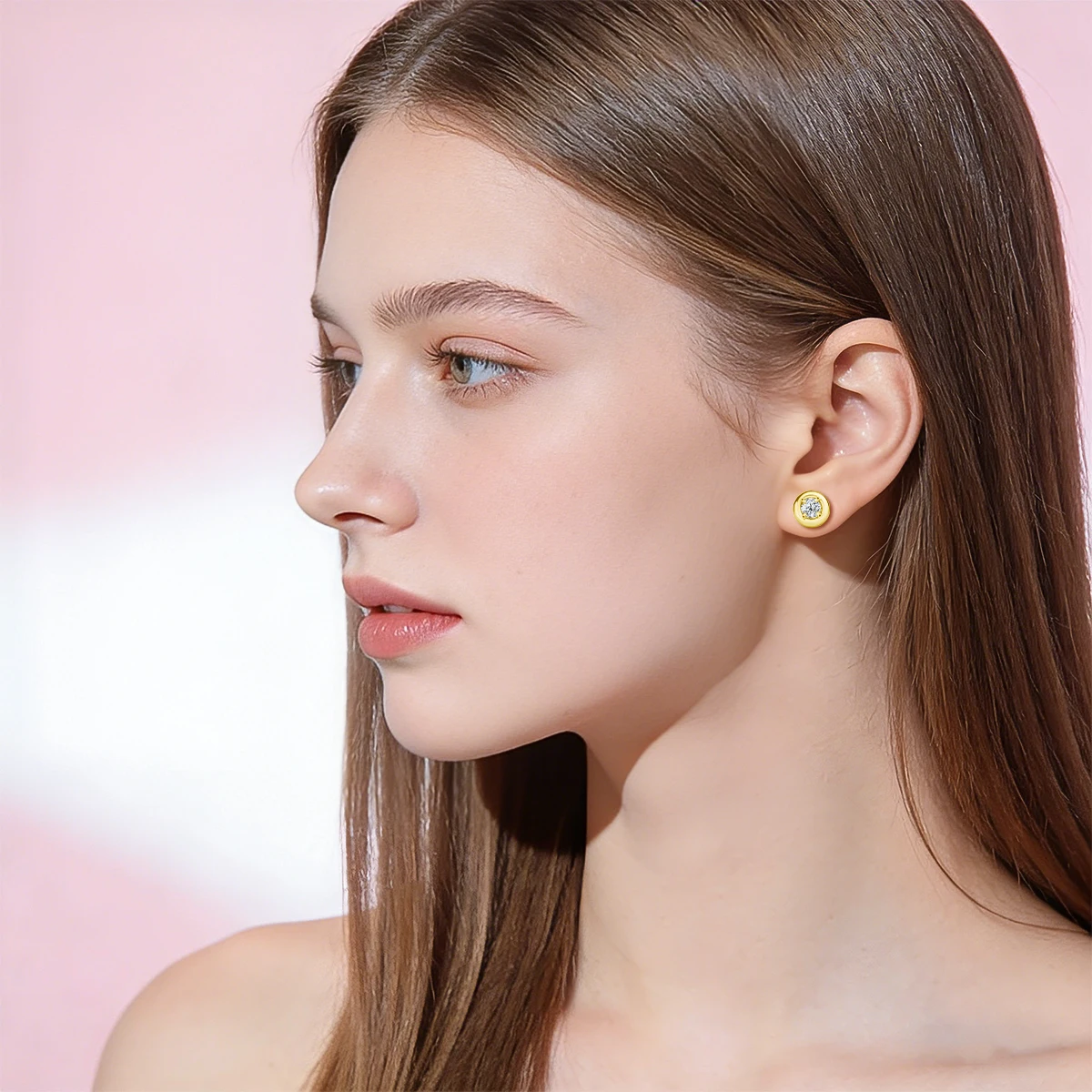 

14k Gold Filled Sparking Round Moissanite Earring Danity Women Men's Stud Earrings 18k Gold Plated Jewelry