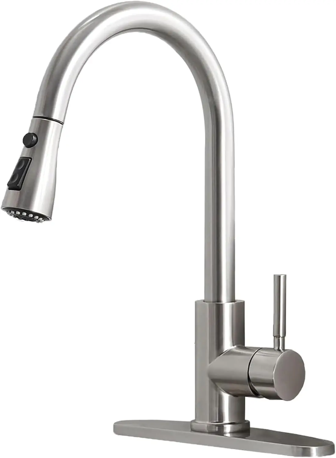 

Kitchen Faucet Pull Down Sprayer, Brushed Nickel, Single Handle, 1/3 Hole, Stainless Steel Sink Faucet, RC-KYT010L-D