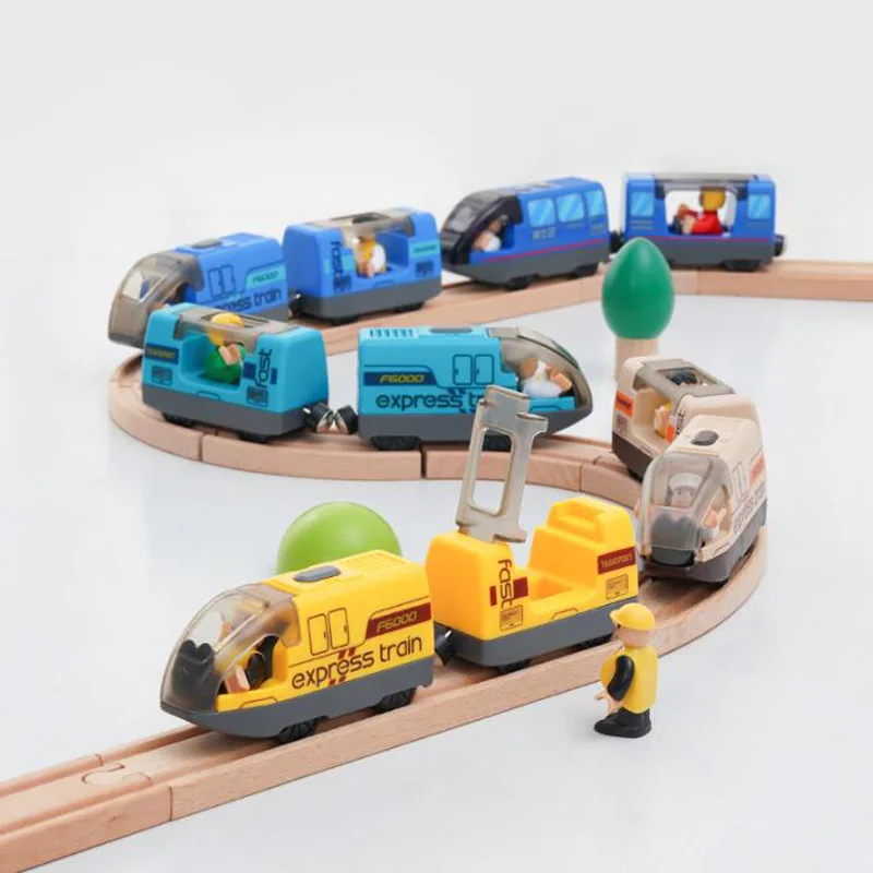 Train électrique Train en bois, chemin de fer Locomotive électrique pour enfants