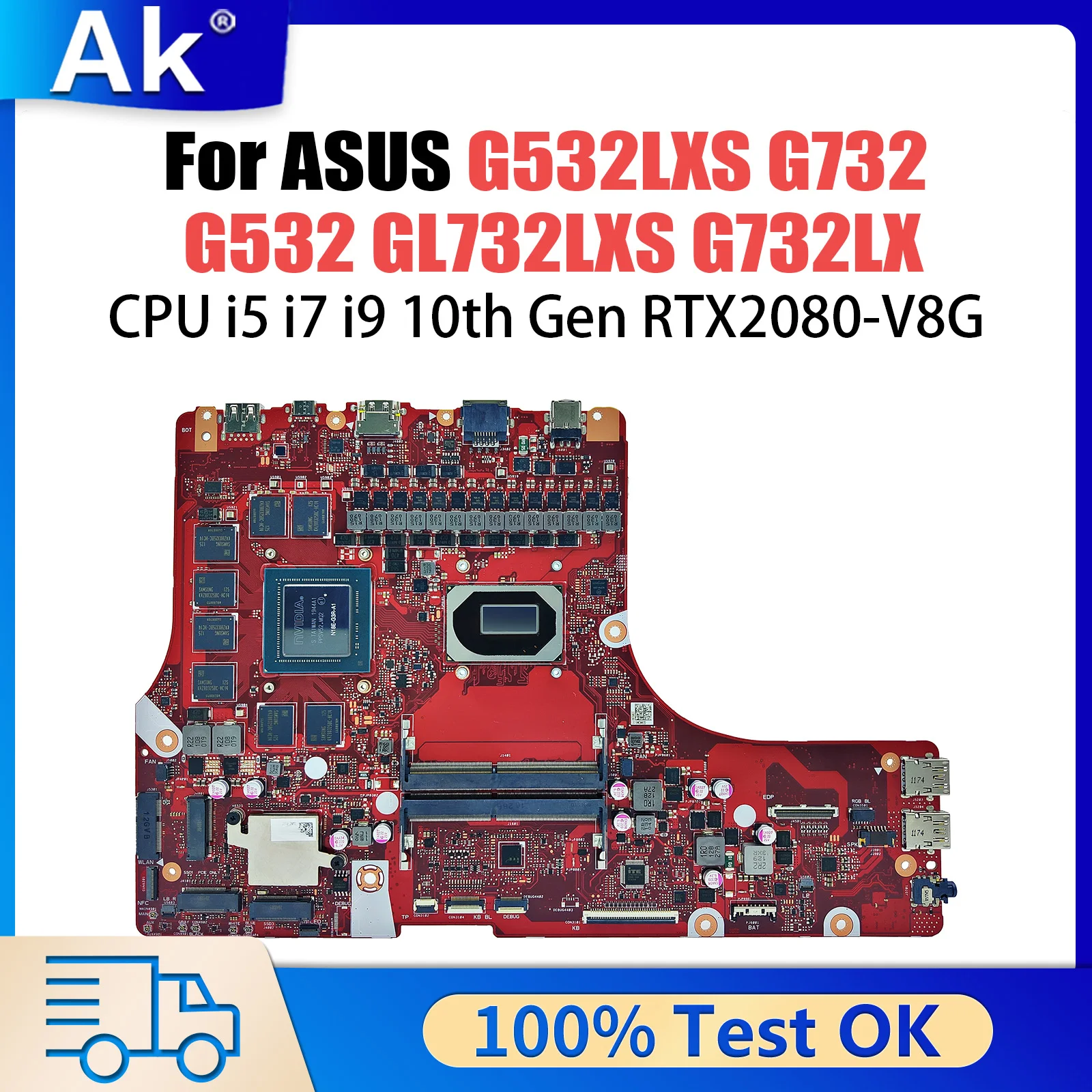 Mainboard For ASUS ROG Strix SCAR 17 G732 G532 G532LXS GL732LXS G732LX Laptop Motherboard i5 i7 i9 10th Gen RTX2080-V8G