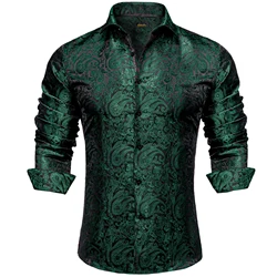 2023 New Style Long Sleeve Shirts for Men Luxury Green Paisley Social Dress Shirt Brand Men Clothing DiBanGu