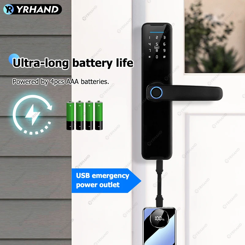 Yrhand cerradura inteli gente biometrische Smart Lock Tuya App Remote Entsperren Keyless Wifi Lock elektronische Smart Türschloss