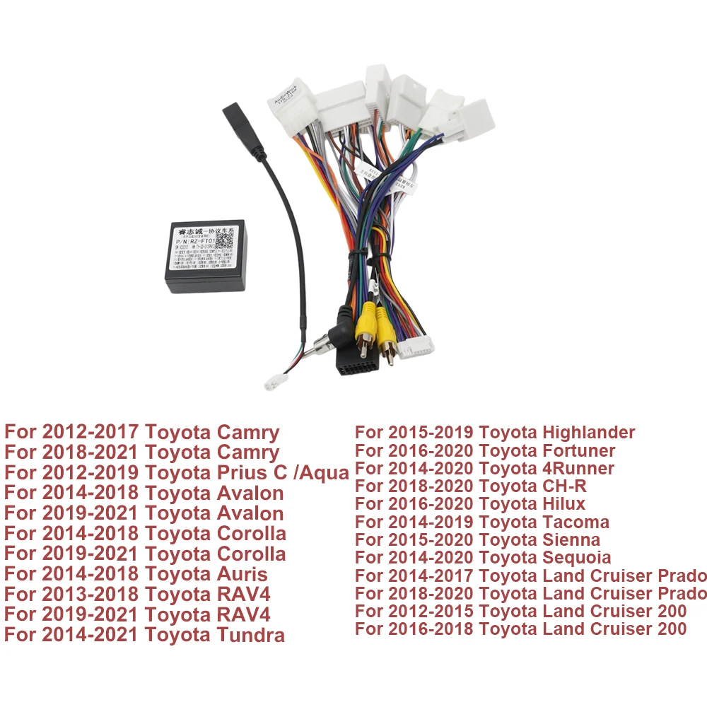 Canbus RZ-FT02 For Toyota Corolla Camry CHR RAV4 Spade Yaris Prius With Wiring Harness Power Cable Android 2 Din Car Radio