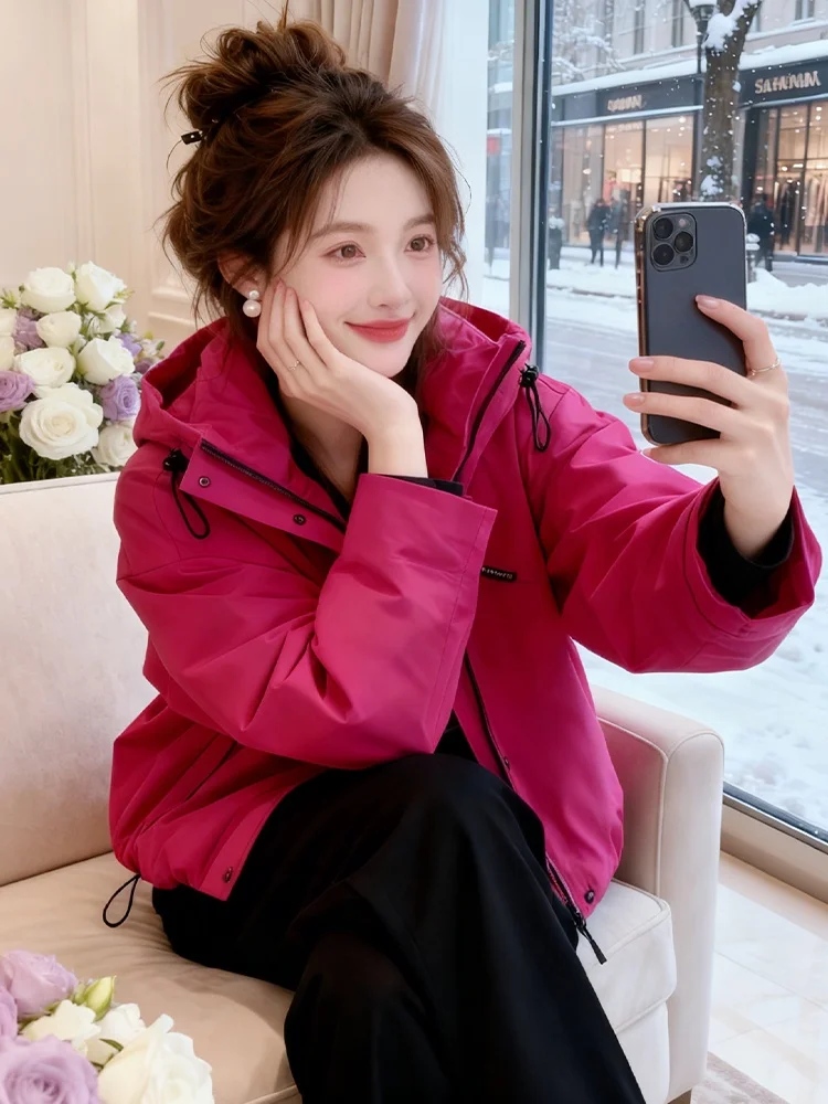 

Женская утепленная куртка на флисовой подкладке с длинными рукавами, осенне-зимняя, повседневная, свободного кроя, на молнии, цветное пальто