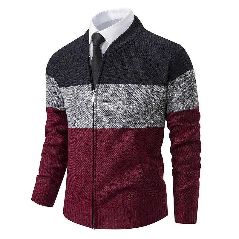 

Men's Zipper Cardigan Fleece Sweater Knitted Jacket Autumn/winter Warm Fashion Sports Jackets Golf Man Hooded Clothing