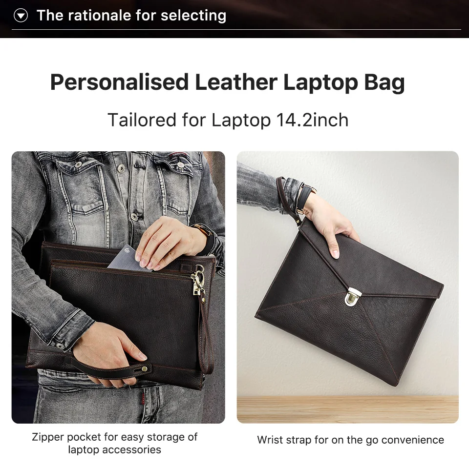 Echtes Leder Laptop-Hülle für MacBook Air M1 M2 M3 M4 Pro 13 13,3 13,6 14 14,2 Zoll Mac Book Handtasche Umschlag Cover Tasche – Detail 10