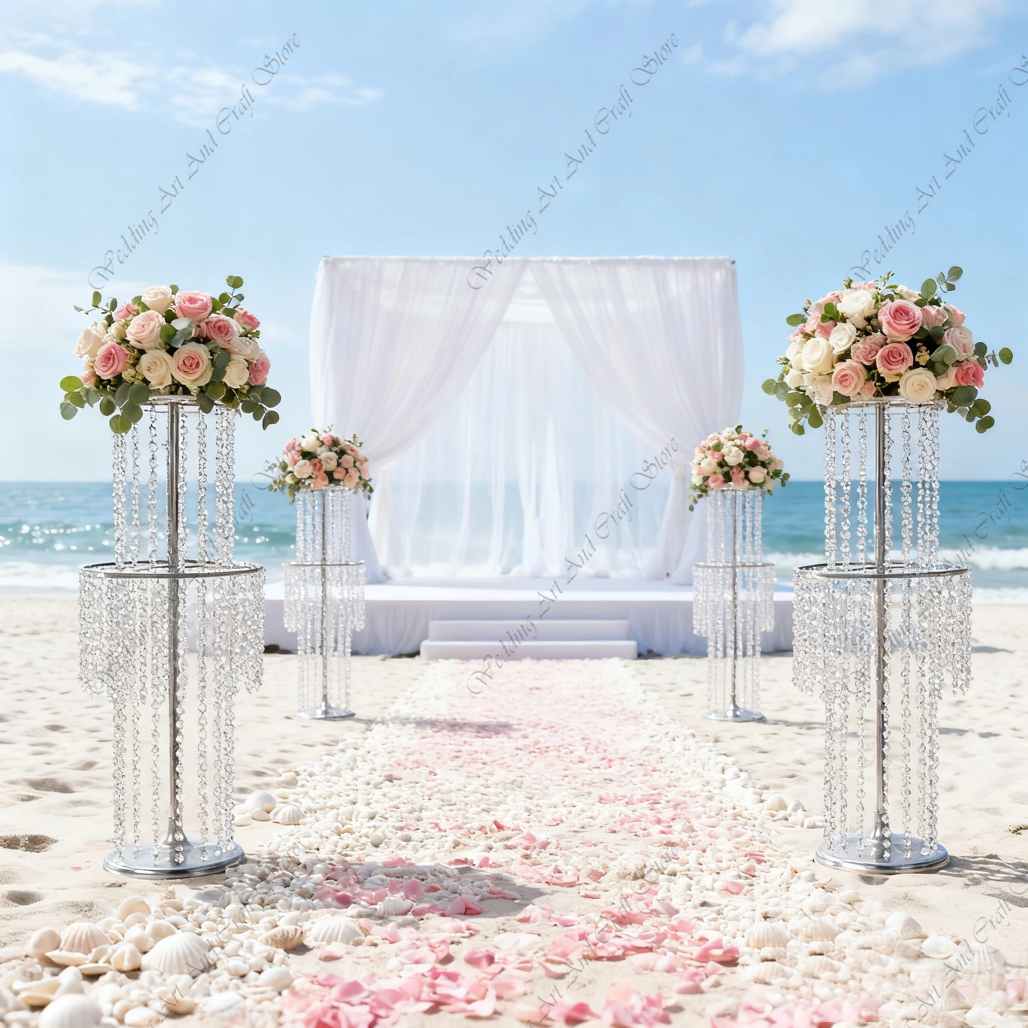 

1L0pcs 60-100cm f30 Luxury Gold Metal Crystal Flower Stand 100cm Wedding Arch Floral Centerpiece Party Decorations ivy310