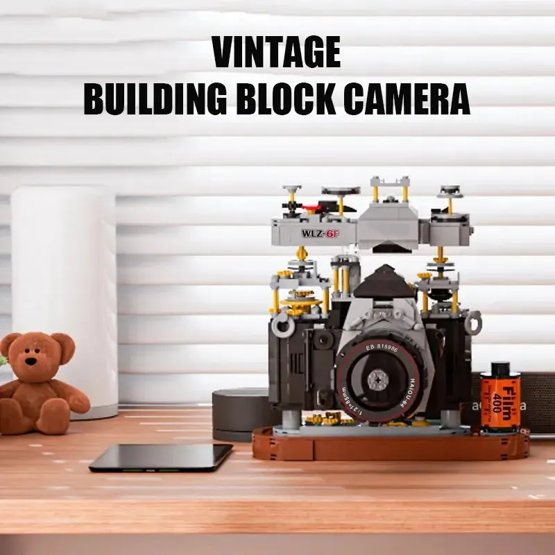 1030PCS Retro Camera Assembled Building Blocks High Simulation Film Slr Camera Bricks Toys Model Desktop Decoration Kids Gifts