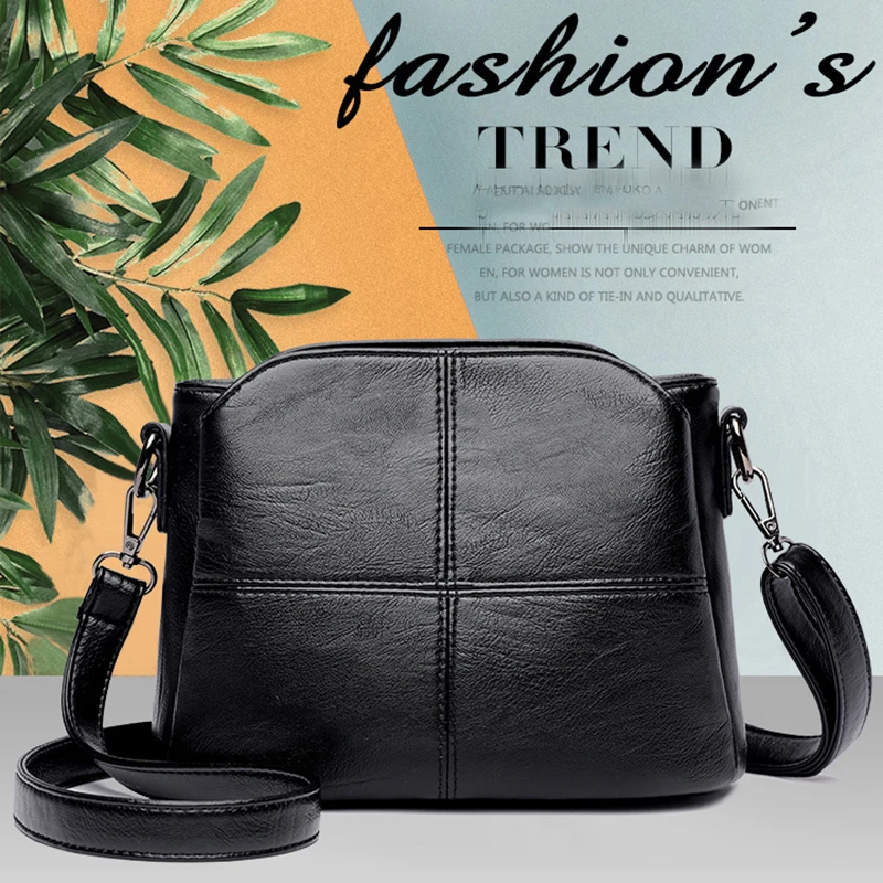 PU Soft Leather Fashion Middle Aged Mom Bucket Small Bag New Casual, Simple, And Magnificent Shoulder Crossbody Bag