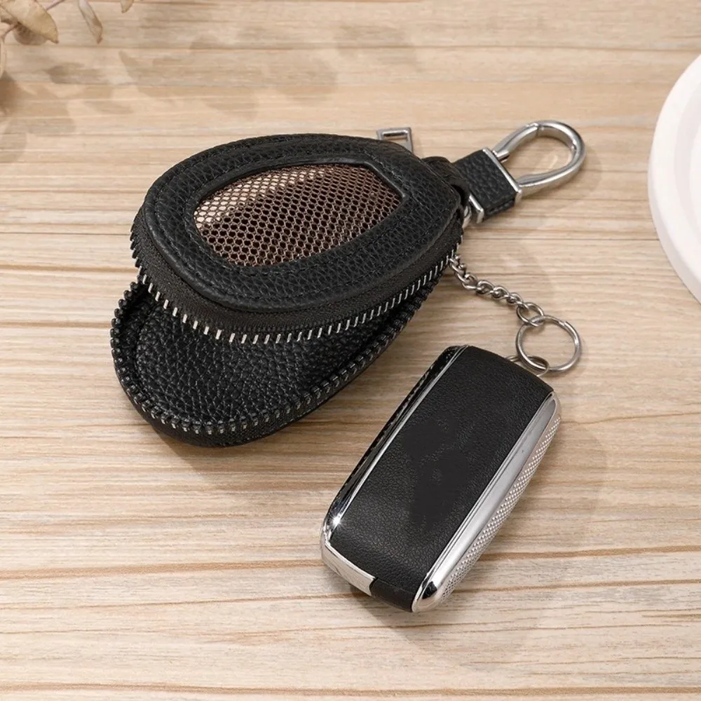 Transparent Mesh Car Key Bag Multifunctional Organizer Leather Key Case Coin Storage Protection Cover Keychain Holder Home