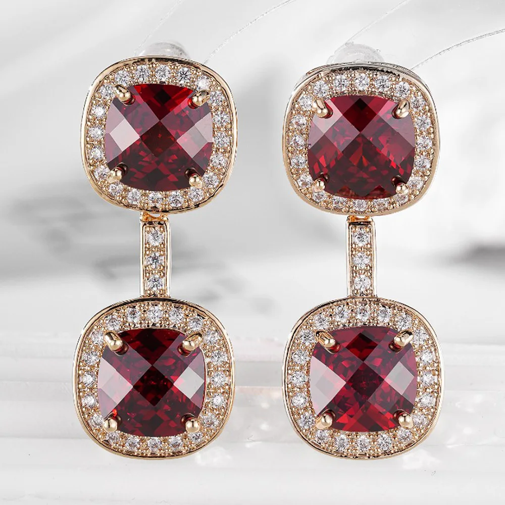 

Missvikki New Luxury Square Pendant Earrings Full Micro Elegant Shiny Cubic Zirconia for Women Bridal Wedding Party Jewelry