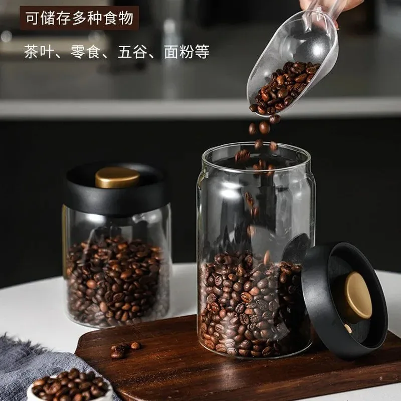 Vacuum Sealed Jug Coffee Beans Glass Airtight Canister Food Grains Candy Keep Fresh Moisture-proof Air Extraction Storage Jar