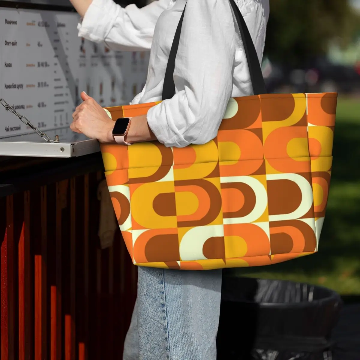 70s نمط الرجعية الصناعية باللون البرتقالي والبني حمل على الشاطئ حقيبة رياضة اليوغا واق من المطر حقيبة حمل كبيرة المرأة حقيبة سفر حقيبة اللياقة البدنية