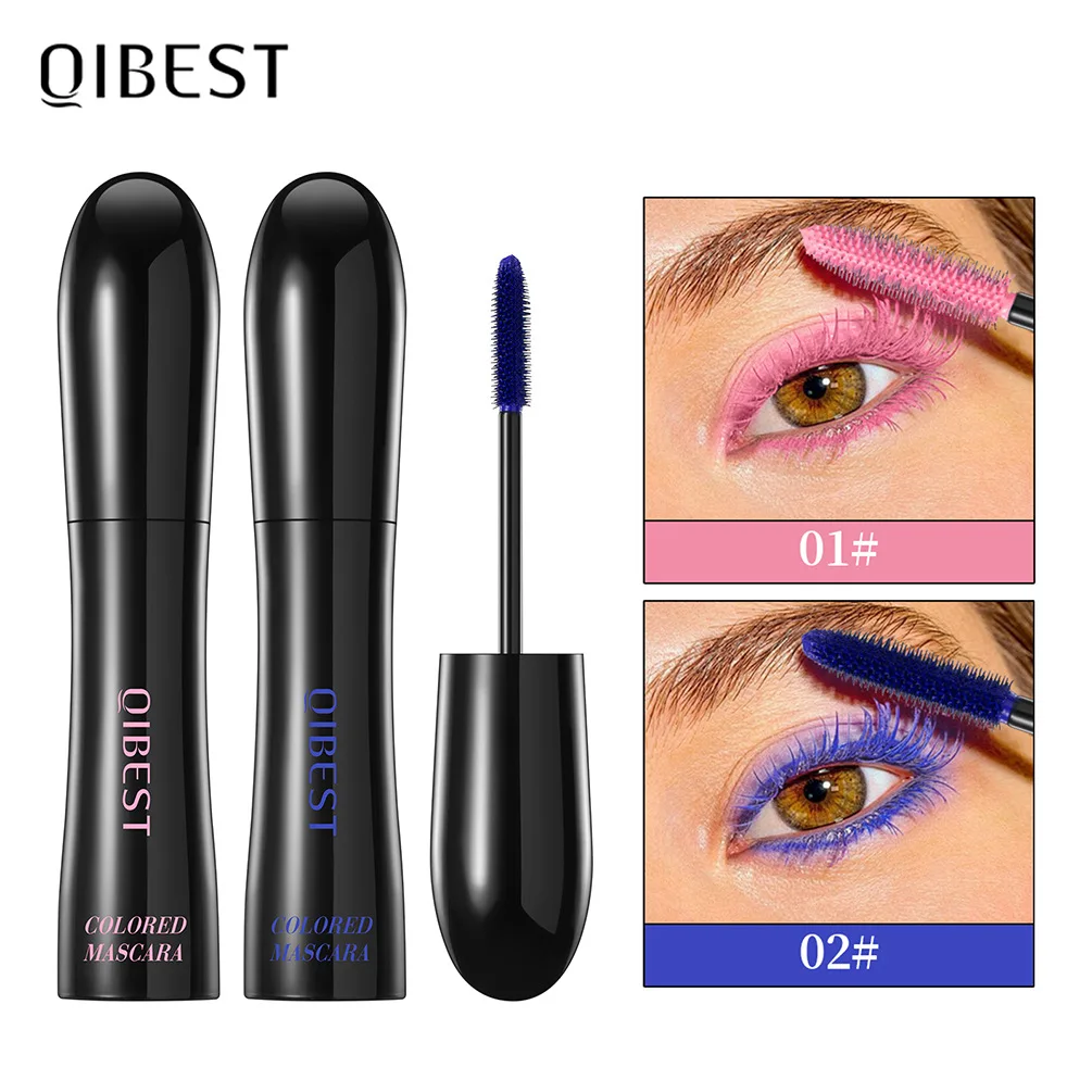 Mascara bouclé coloré imperméable à séchage rapide, Extension de cils en Fiber de soie, cils multicolores, maquillage violet durable