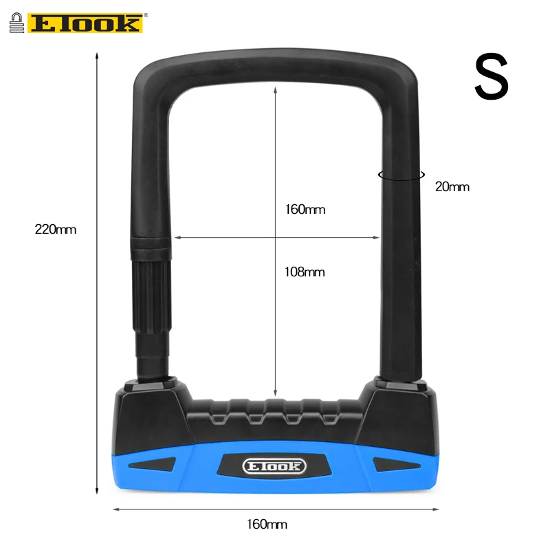 Etook Fiets U Lock Anti-Diefstal Stalen Kabel Beveiliging Fiets Accessoires Fiets Slot Heavy Duty Mtb Mountainbike Lock U-Lock - afbeelding 1