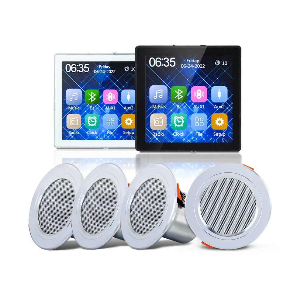 Smart Music System Mini 4 Inch Multi Channel Blue-tooth Remote Control in Wall Amplifier with 4 Stereo Sound Ceiling Speaker