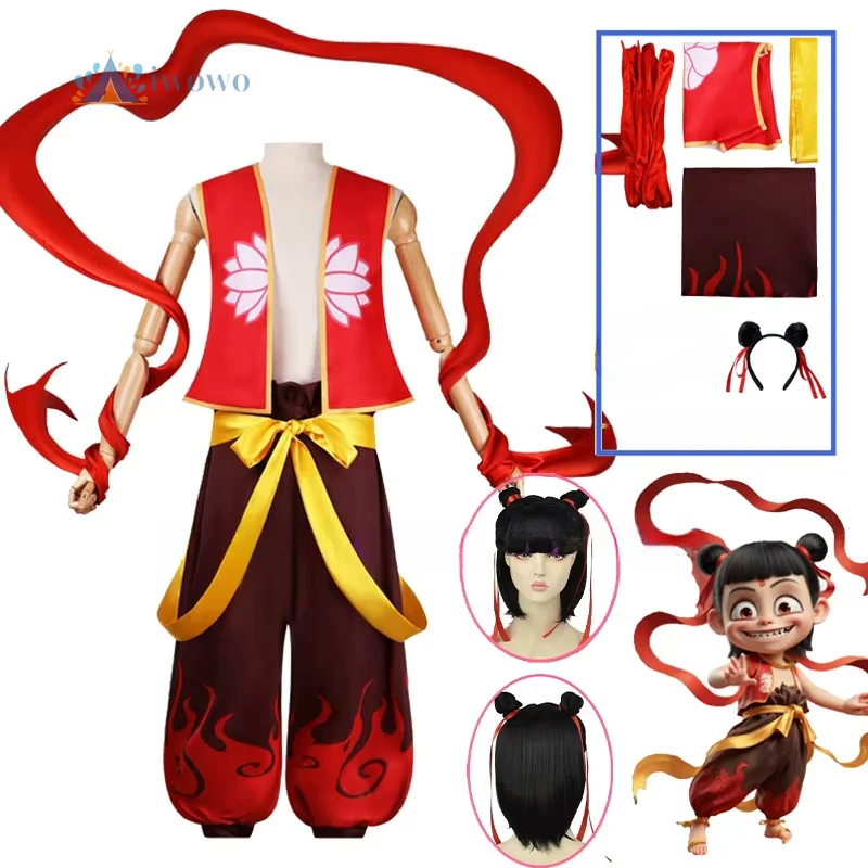 

Nezha Cosplay Anime Magic Kid Ne zha Clothing Cute Prop Suit Wig Performance Outfit for Adults and Children Play