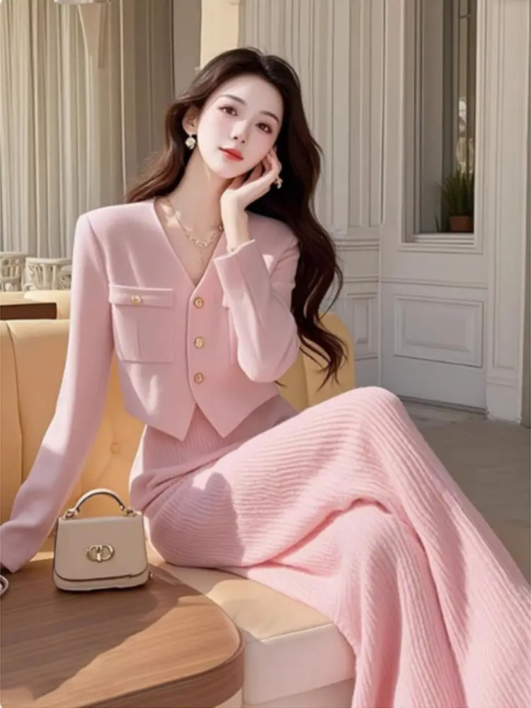 Xiaoxiangfeng temperament high-end two-piece set women's autumn and winter new item niche top+pants set