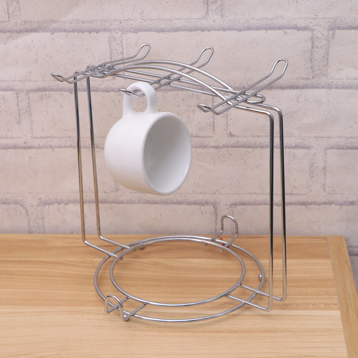 

Cup Plate Organizer Kitchen Cabinet and Counter Shelf Organizer Mug Holder(for 6Plates/Silver)