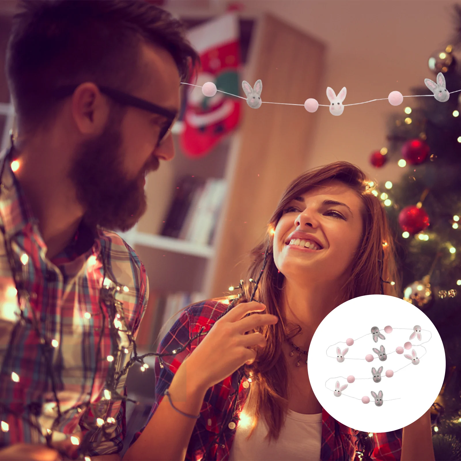 

1Pcs Felt Rabbit Pendant Handcrafted Wool Ball String Kids Room Decoration Wall Hanging Ornament for Home Festivals Photography